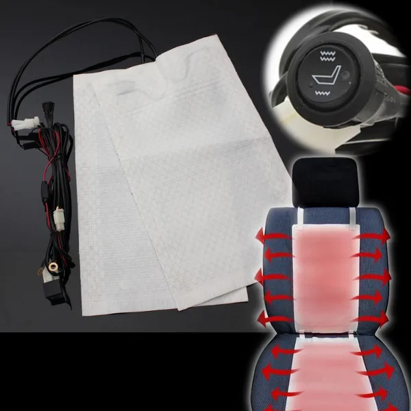 2pcs 1 Seat12V Carbon Fiber Universal Heated Seat Heater Pads Car High