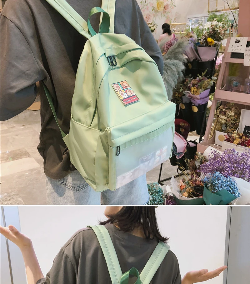 DCIMOR Высококачественный водонепроницаемый нейлоновый женский рюкзак, женская прозрачная передняя школьная сумка с карманами для девочек-подростков, рюкзак для путешествий