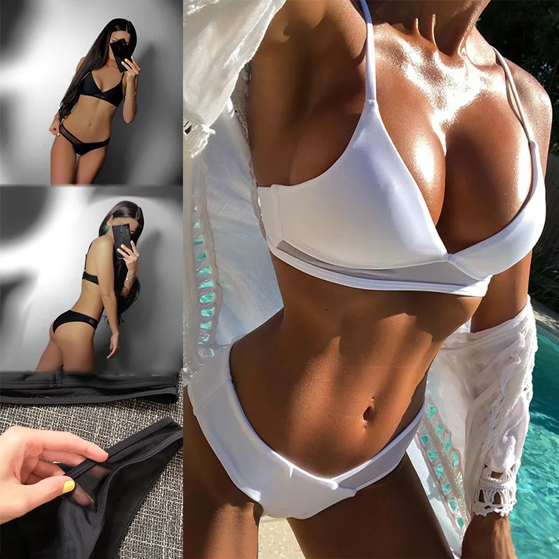 

Sexy Mesh Bikinis Women Swimwear Push Up Swimsuit Straps Bikini Set Brazilian Biquini Bathing Suit Swim Wear Beach Female Summer