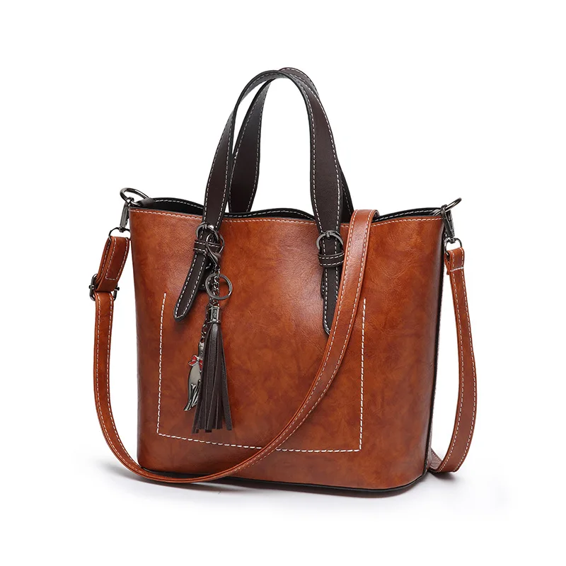 Ansloth الأزياء شرابة قلادة حقيبة كتف نسائية بو جاكيت جلدي-حقائب بيد خمر المرأة حقيبة عارضة Crossbody حقيبة جديد HPS123