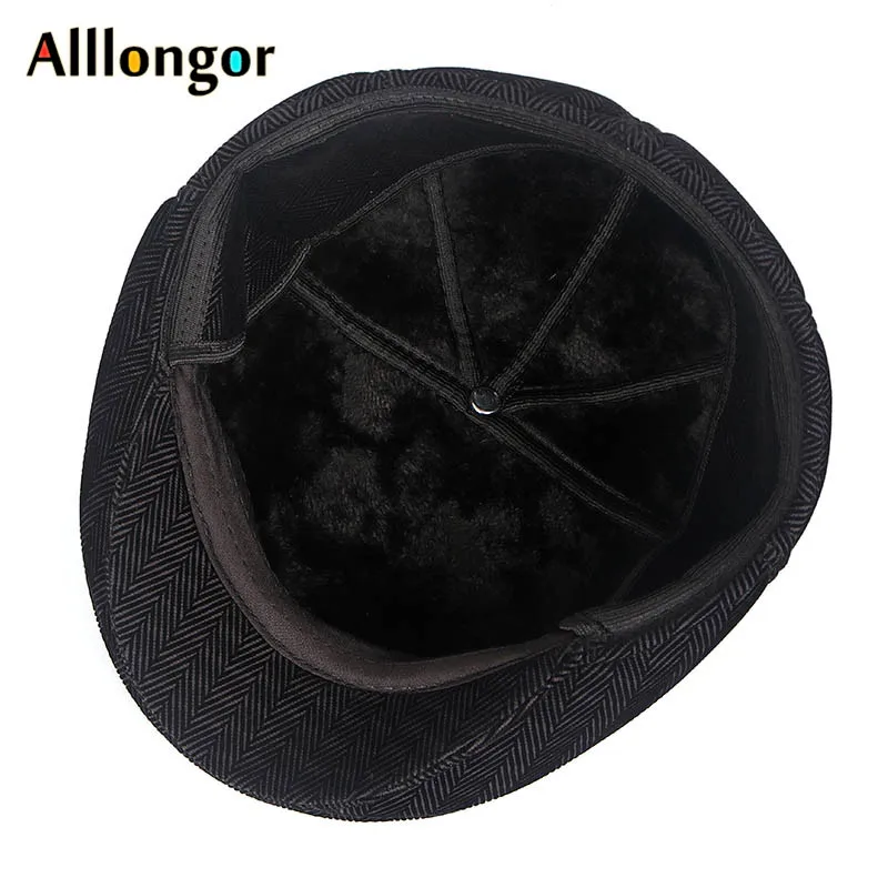 Autumn Winter Dad Hat Warm Beret Wool Male Berets Men tweed Plaid Black newsboy Cap Advance Ivy flat cap Peaked Hats Boina