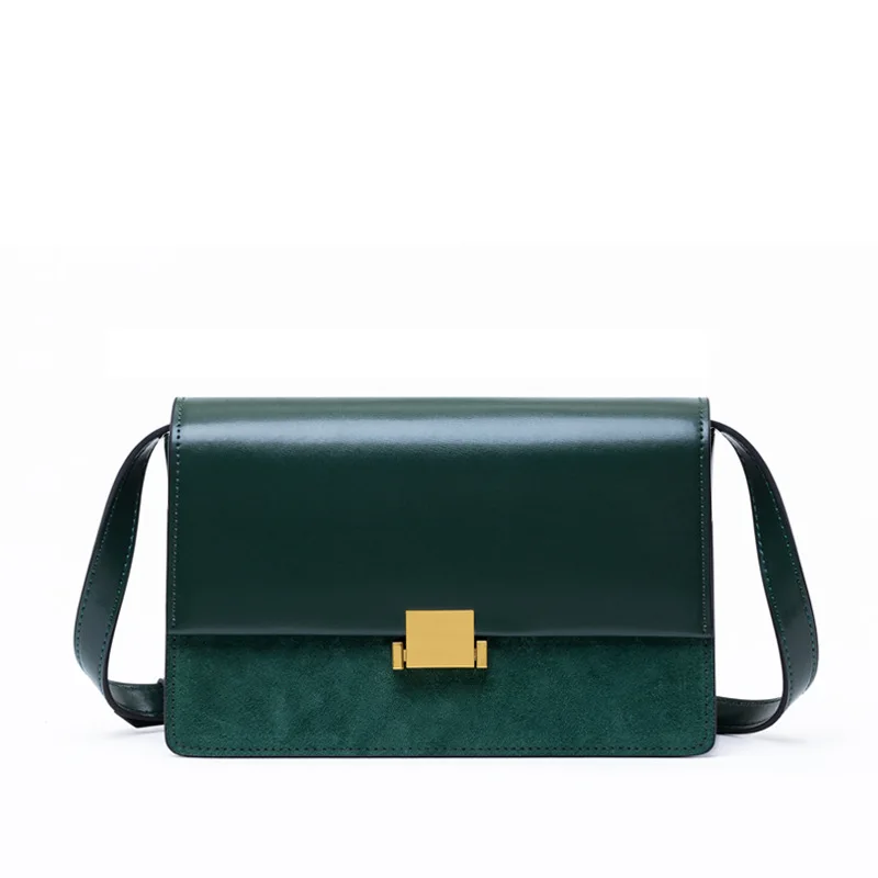 Весна лето женская сумка с клапаном натуральная кожа замша сумка через плечо известный бренд дизайн женская сумка через плечо Маленькая ретро - Цвет: Зеленый