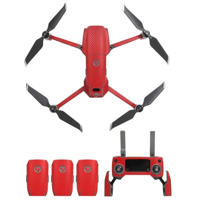 Красная наклейка из углеродного волокна и ПВХ для DJI Mavic 2 Pro Zoom защитная пленка