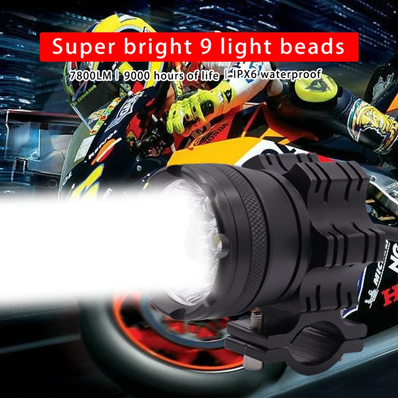  2PCS Universal 9 Chips Headlight LED Motorcycle Motorbike 7800 LM Moto Spotlight Waterproof Fog Spo - 32951118007