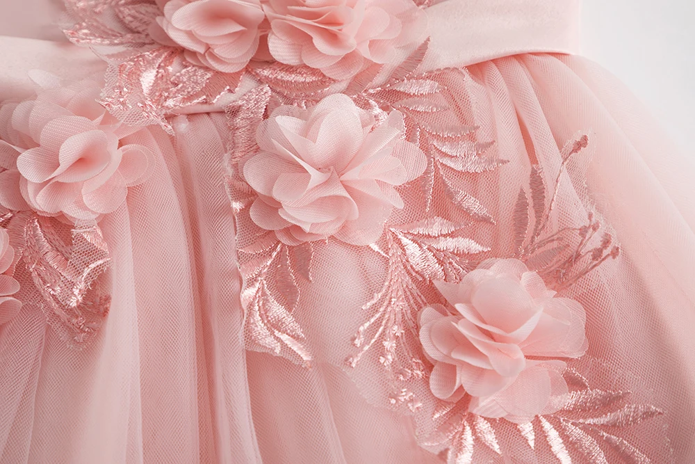 Разноцветное розовое и белое свадебное платье с цветочным узором для девочек, детское вечернее бальное платье для 3-10 лет, детское платье для принцессы на день рождения