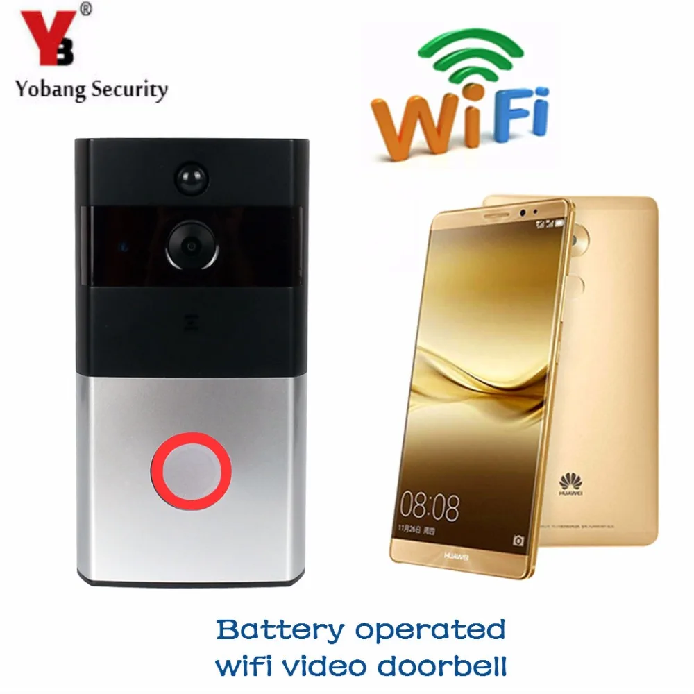 

Yobang Security Freeship Battery Powered WiFi Wireless Video Door Phone Doorbell Home Security Door Intercom With PIR Motion