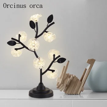 

Nordic modern simple tree branch table lamp living room bedroom bedside lamp modern creative crystal flower LED lamp
