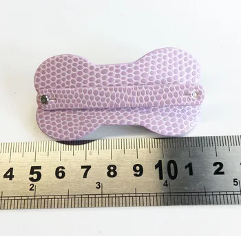 

Hot selling !!! 50pcs mixed color Snake PU Leather dog bone shape hair clips,can through 8mm slide charms, slide letters, beads