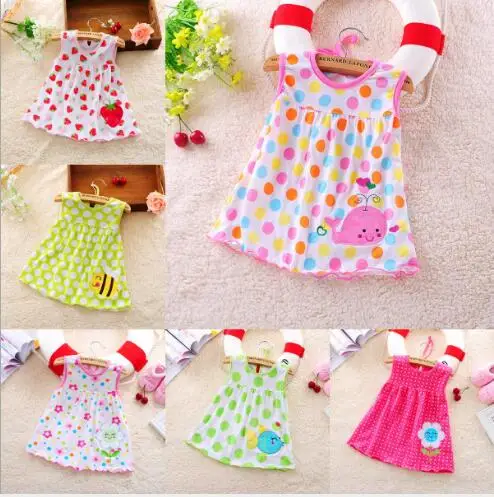 

Fashion Lovely Baby Girls Dress Infant Kids Cotton Clothing Summer Dress Sleeveless Printed Flower Dress