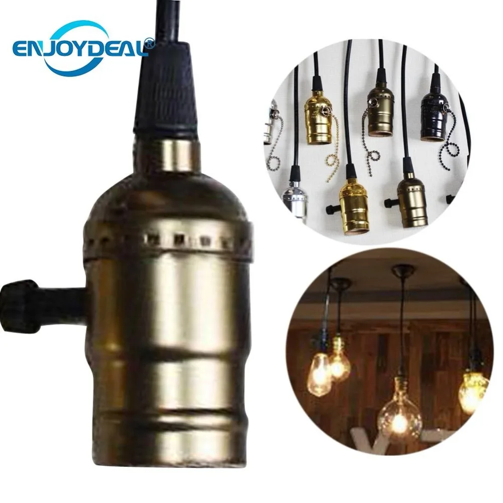 Vintage ST64 Edison Screw Bulb Holder Socket Antique Brass Lamp Pendant