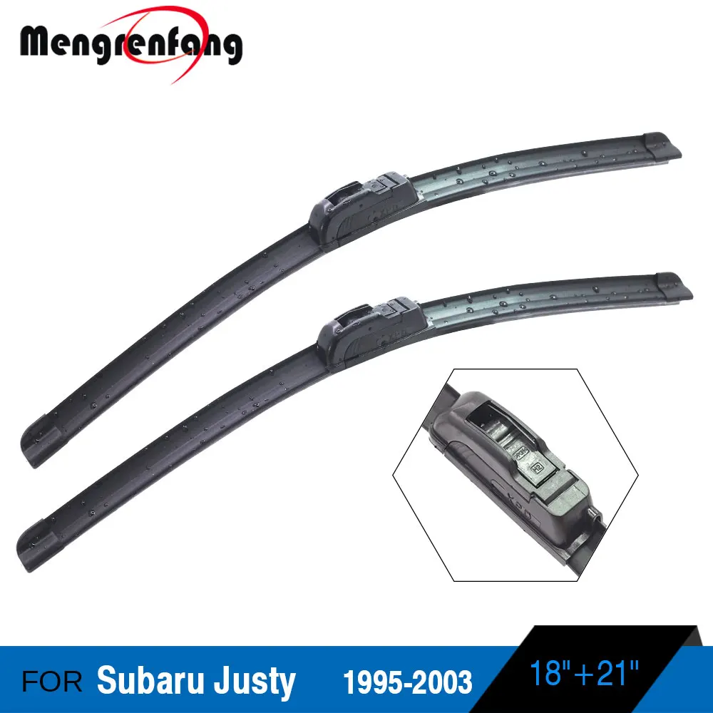 Для Subaru JUSTY автомобильные передние щетки стеклоочистителя J крюковые рычаги мягкие резиновые щетки стеклоочистителя 1995-2012 - Цвет: Черный