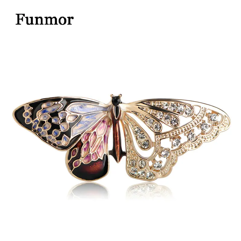 Женская/Мужская брошь-бабочка Funmor фиолетовая эмалированная брошь в форме