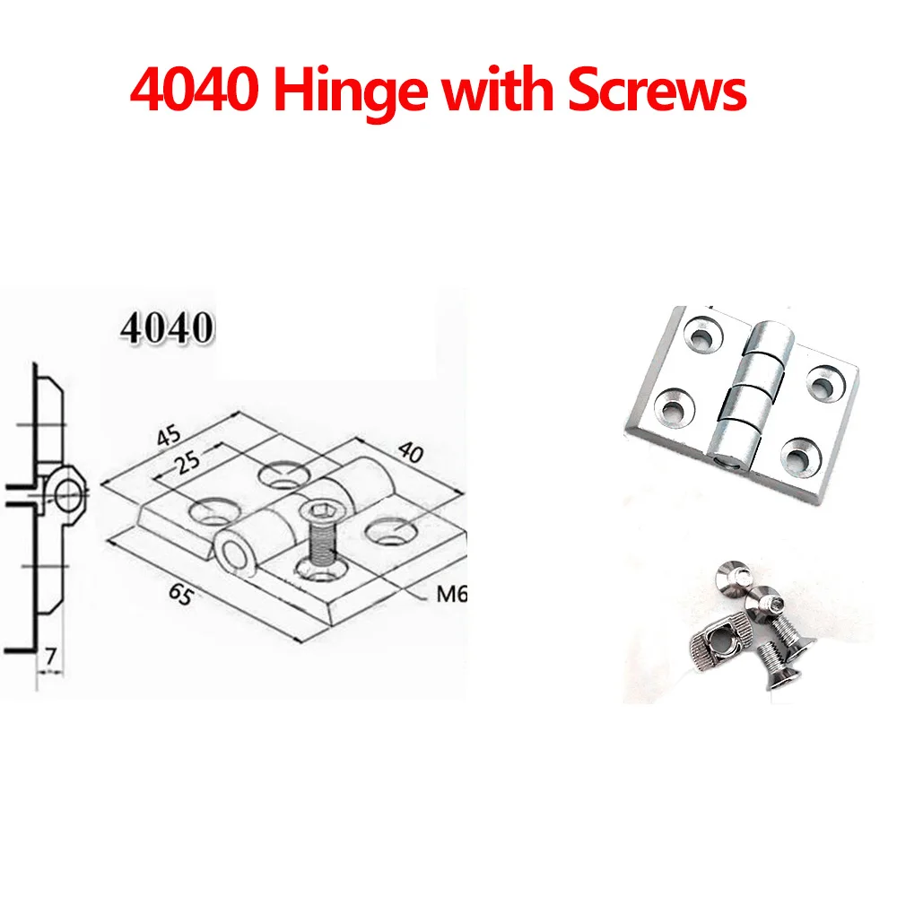 1 шт. 3030 3040 4040 алюминиевый профиль металлический шарнир, шарнир из цинкового сплава с винтами опционально - Цвет: 4040 with screws
