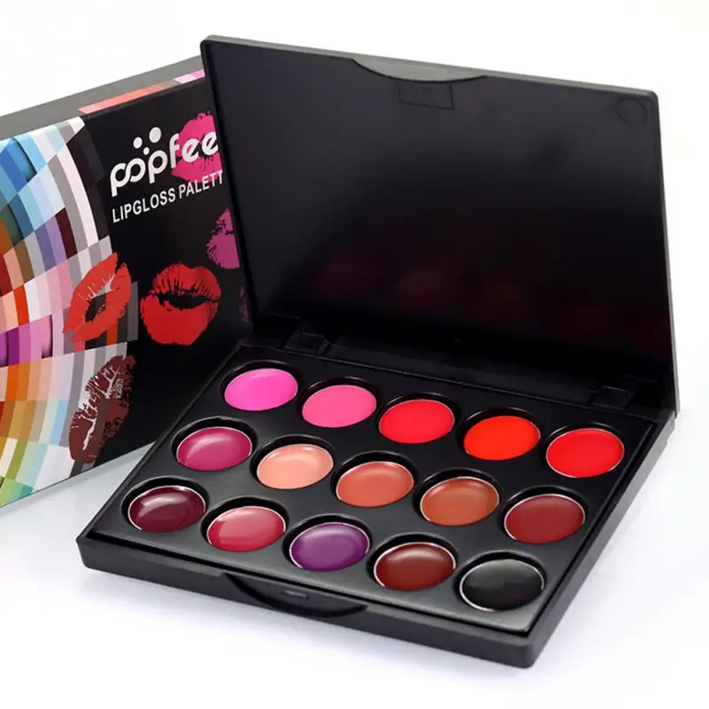 

POPFEEL 15 Colors Lip Gloss Palette Professional Makeup Lips Moisturizing Lipgloss Long-lasting Matte Lipsticks