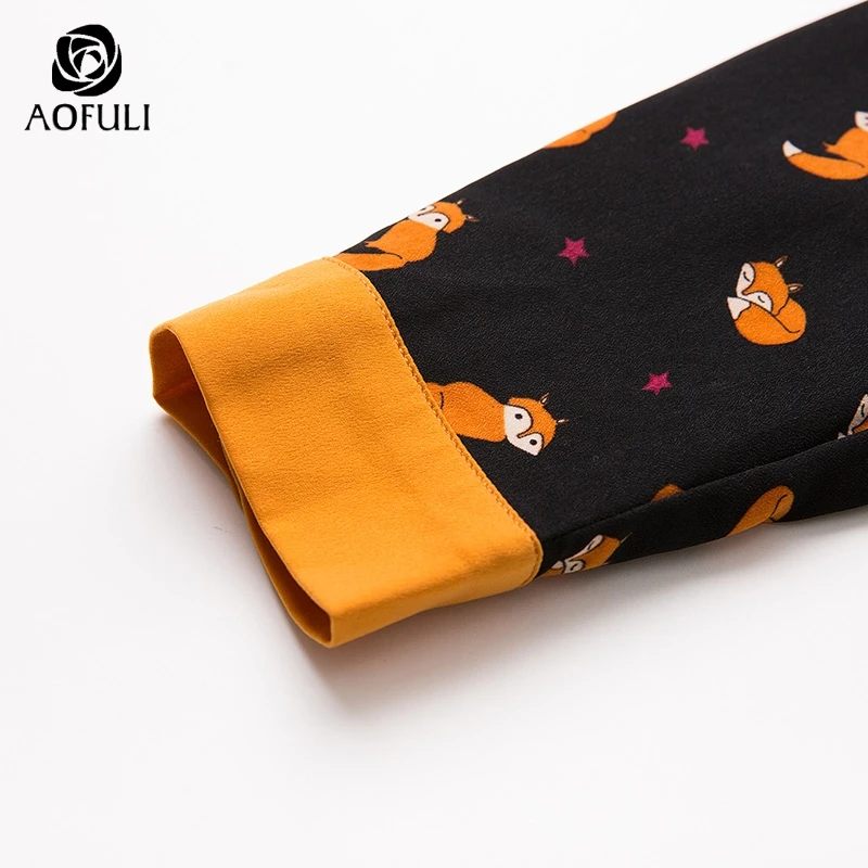 Женская рубашка AOFULI M/L/XL с длинным рукавом принтом лисы на весну и осень B6187|women