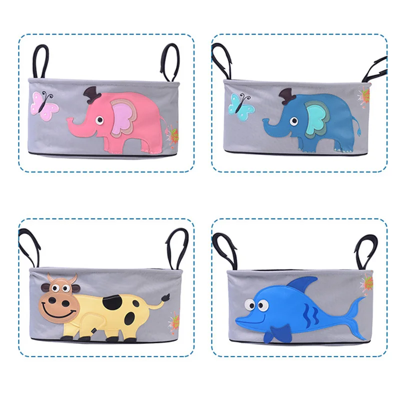 Imperméable à l'eau bébé poussette organisateur sac panier suspendu sac de rangement accessoires poussette éléphant couche sac organisateur