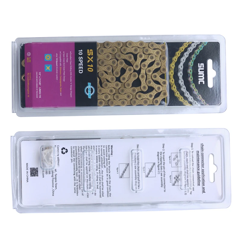 Perfect Sumc 116L Gold Bike Chain X8 X9 X10 X10sl X11SL Super Light For 8 9 10 11 12 Speed MTB/Road Bicycle Compatible SRAM 3