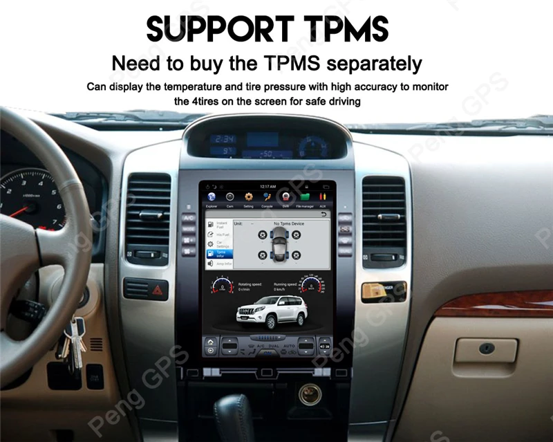 Android 7,1 Автомобильный GPS навигатор dvd-плеер для Toyota Land Cruiser Prado 120 2002-2009/Lexus GX470 Tesla стиль 10," IPS экран