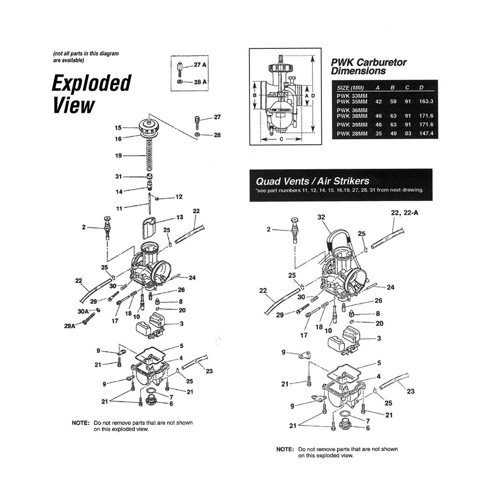 ZSDTRP 4T Engine 33 34 35 36 38 40 42mm PWK Keihin Carburetor Used at Off-road Racing Motor Motocross Scooter with Good Power