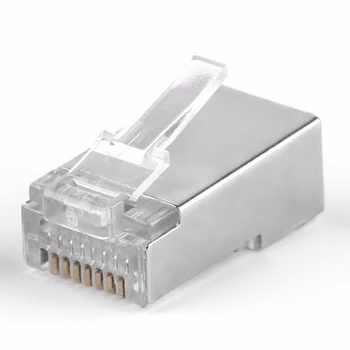 

50pcs RJ45 Cat6 Cat6a Shield Shielding Networks Connectors Plug Terminals for Modem Cable Adapter New Arrival