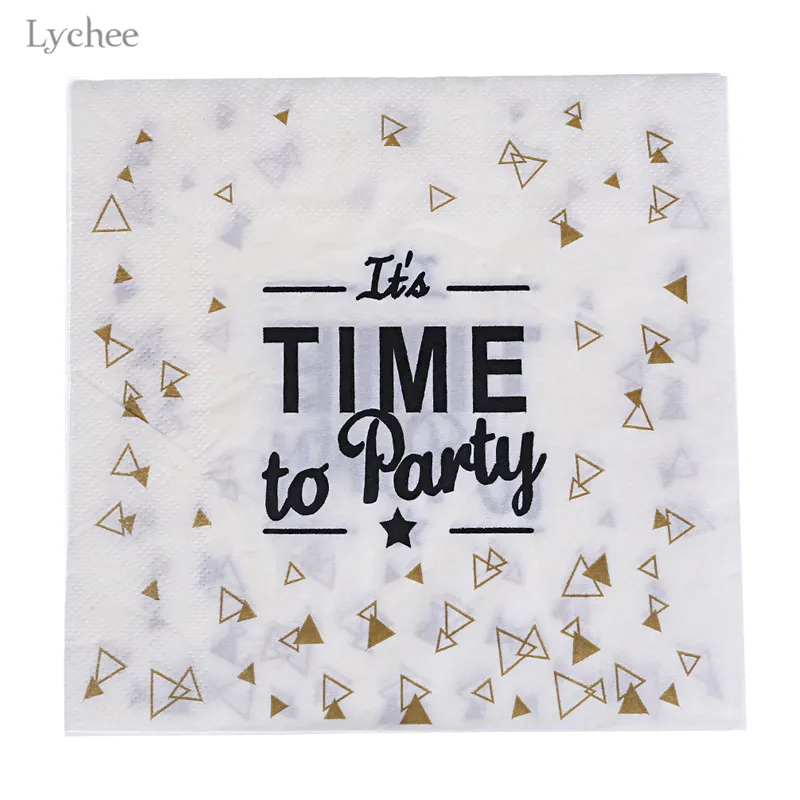 

Lychee 20pcs Time To Party Disposable Napkins Star Printing Napkins Wedding Party Table Paper Decoration