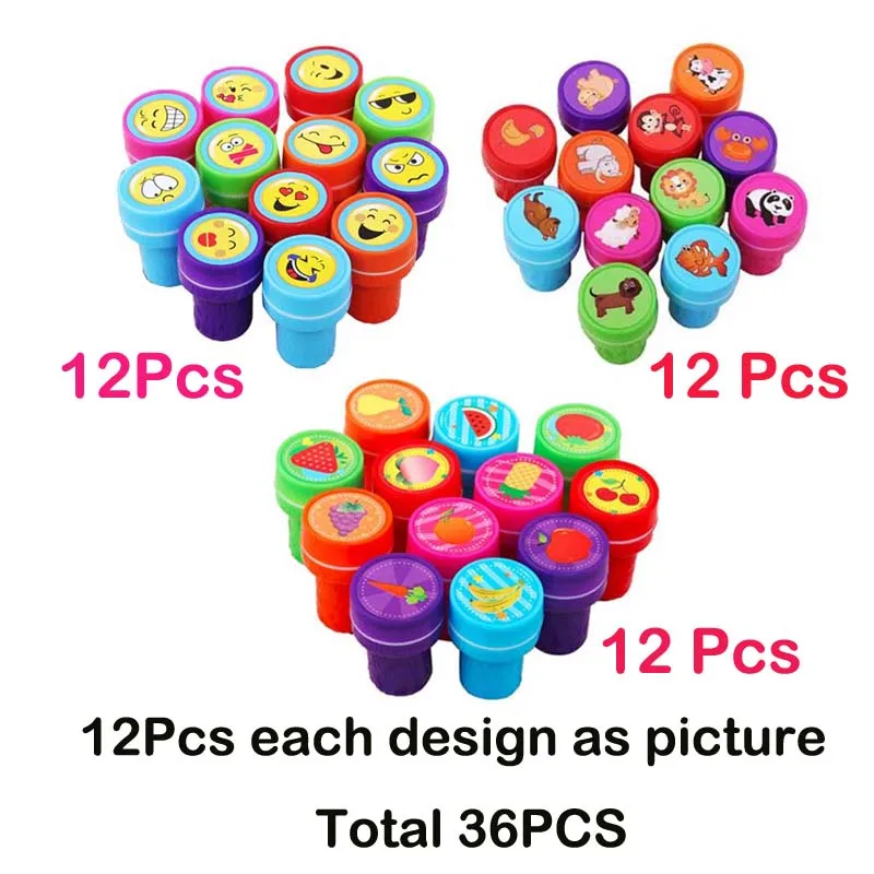 36 шт самозаправляемые чернильные штампы для детских вечеринок для призы на день рождения Подарочные игрушки для мальчиков и девочек Рождественский подарок Goodie Bag наполнители для пиньяты - Color: Mixed 3 design 12Pcs