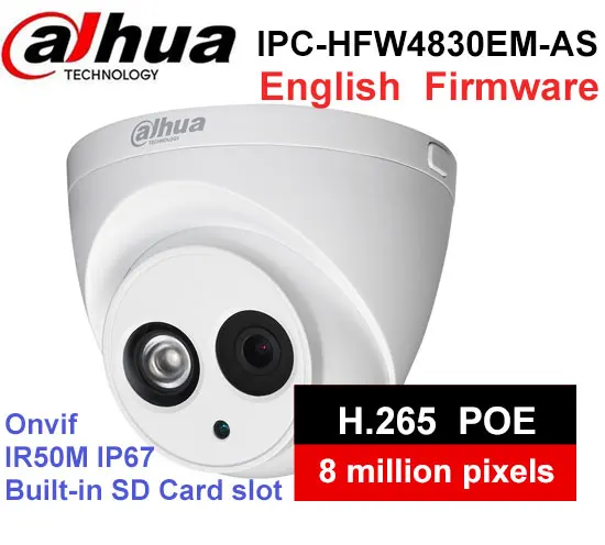 Dahua IPC HDW4830EM AS metal shell H2 65 Built in MIC WDR IR 50m 8 MP