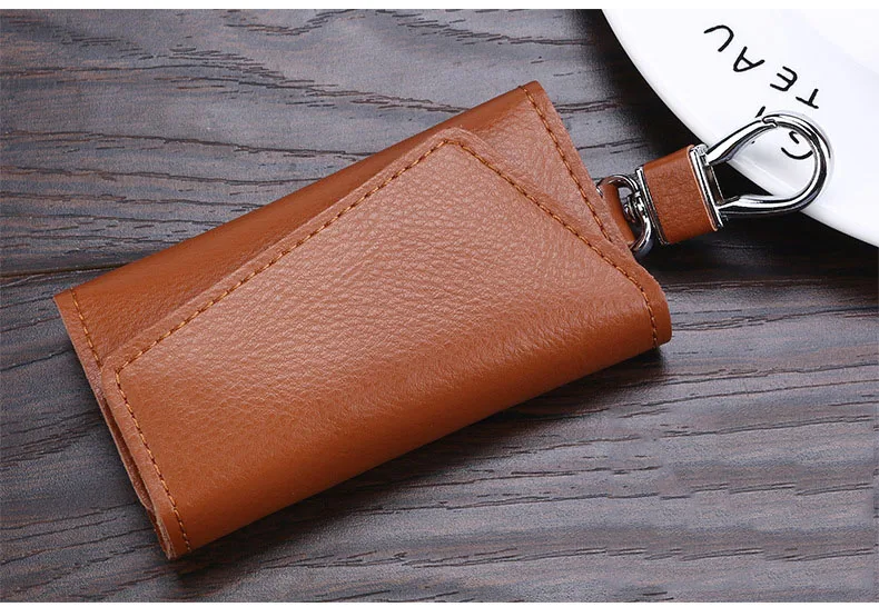 OshiCar® Genuine Leather Pocket Key Case With 6 Hooks Snap Closure /&1Car Key Fob