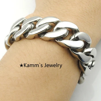

A penny stock!!!17m Width Glossy Assurance Quality Polished 2014 Hand Chain Bracelet Silver 316L Stainless Steel Women Men KB685