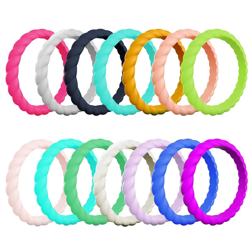 

1 PC Twist Silicone Ring Narrow Section Ring Female Ring Couple Ring For Women Men Engagement Wedding Fashion Jewelry Dropship