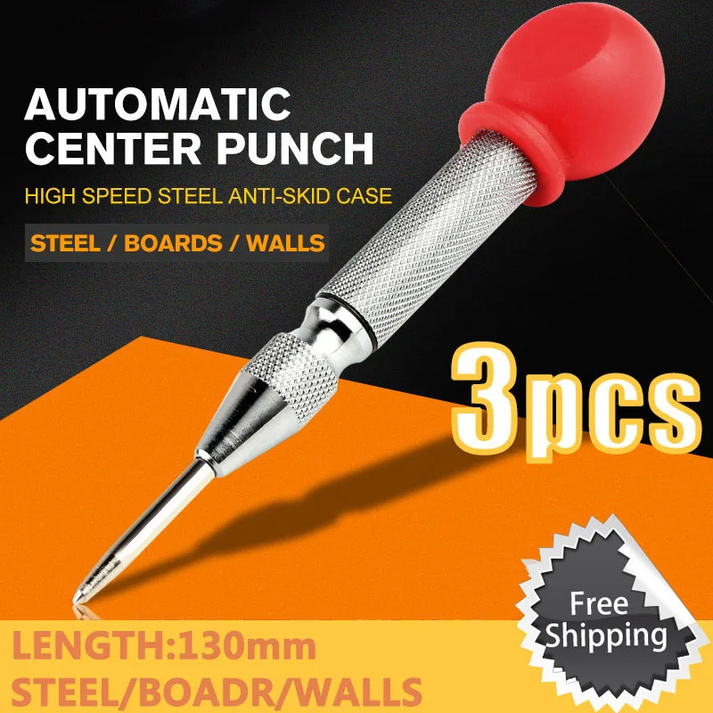 3PCS HSS Center Punch Stator punching Automatic Center Pin Punch Spring Loaded Marking Drilling Tool With A Protective Sleeve