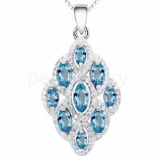 Натуральный топаз кулон ожерелье 925 Серебро Fine jewelry 0.3ct* 8 шт., 0.7ct* 1 шт. Самоцветы# BL16091905