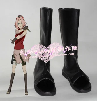 

Naruto Shippuden Haruno Sakura Black Ninja Long Cosplay Boots Shoes H016