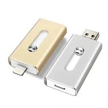 USB Flash Drive 16GB 32GB 64GB For iPhone 7 7 Plus 6 5 5S Lightning to Metal Pen Drive U Disk for iOS10 memory stick 128GB IOS9