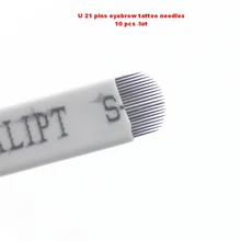 10 шт./партия 21 булавка UShape плоские лезвия для профессионального перманентного макияжа бровей ручка ручная Татуировка иглы поставка