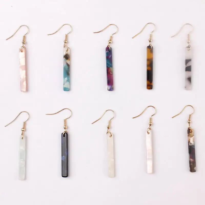 

Minimalist Resin Acrylic 35*55mm Acetate Bar Dangle Drop Earrings for Women Leopard Bar Drop Earrings Back to School Girl Gift