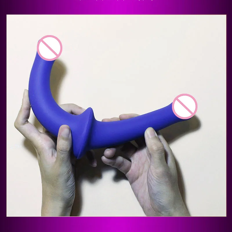 New  Dildo Dedical Silicone Products Lesbian Vibrator Exotic Accessory Purple Double Penis Mute Female M