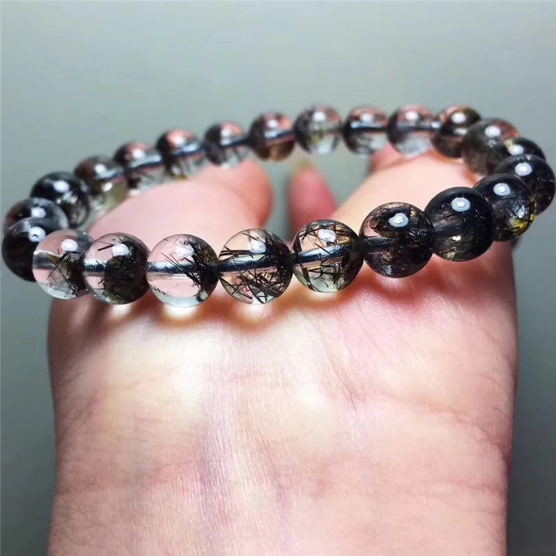 Natural Black Hair Rutilated Quartz Stone Bracelet (6)