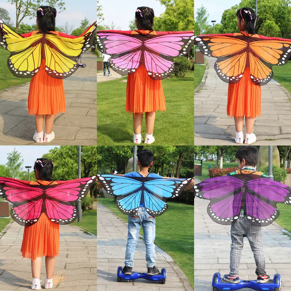 New The Children Butterfly Shawls Girls Boys Kids Fairy Wings Fancy Dress Up Costume Party Pretend Play | Детская одежда и обувь