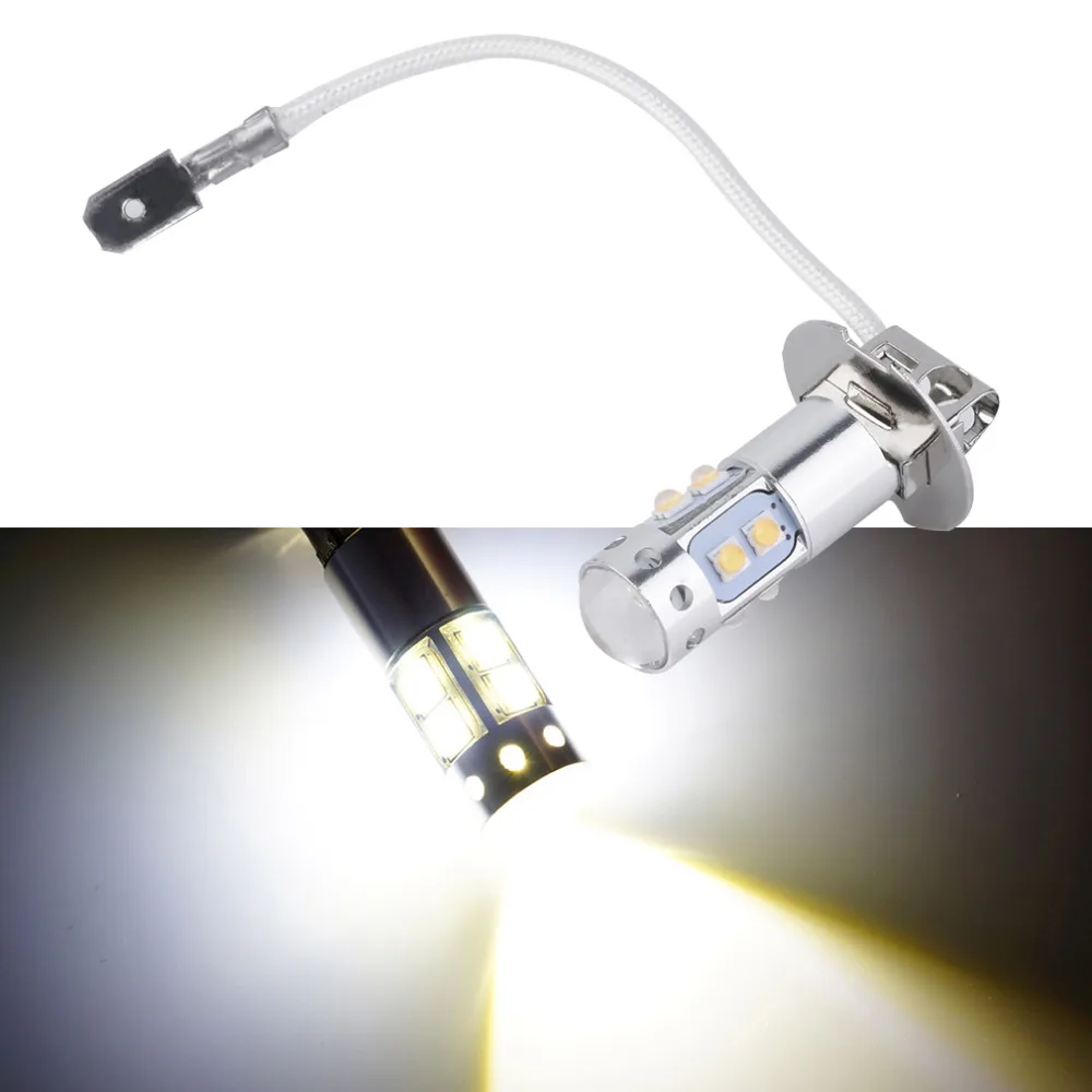 

H3 50W 950LM 10 SMD LED Fog Lights Halogen Bulb High Power Car Headlight Lamp Car Light Source parking Head auto Light