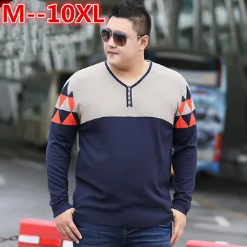 

10XL 8XL 6XL 5XL 4XL Male 2018 Men'S Fashion Mixed Colors Sweater Men Leisure Loose Pull Homme V-Neck Long-Sleeved Sweater Solid