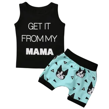 

2Pcs Summer New Toddler Kids Baby Boys Sleeveless Letter Print T-shirt Tops Cute Cartoon Print Shorts Pants Outfits Clothes Set