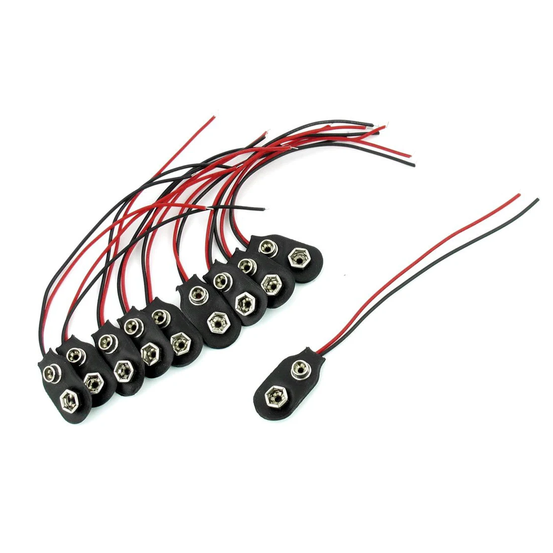 

PROMOTION! 10 Pcs Snap 9V (9 Volt) Battery Clip Connector I Type Black w Cable