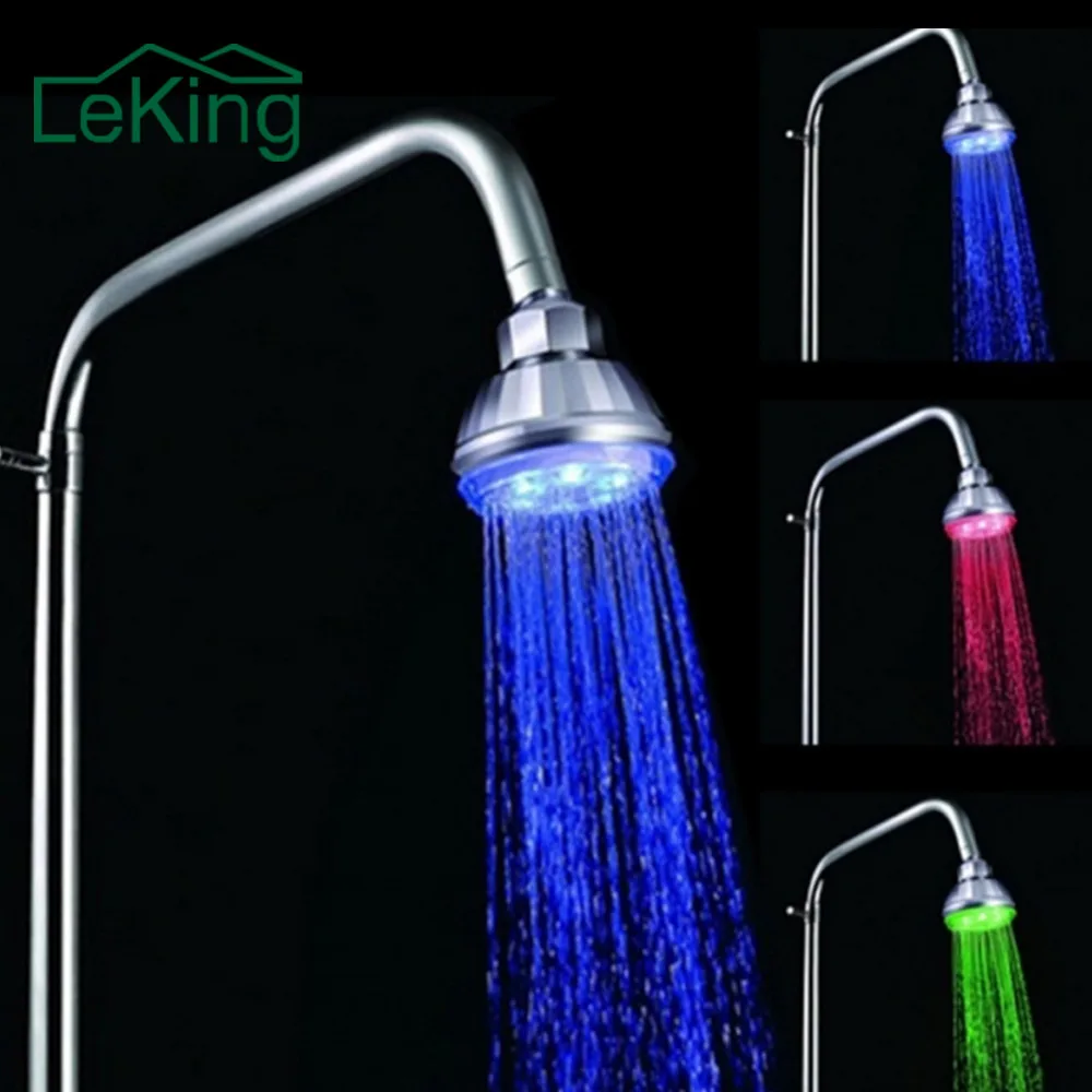 LeKing 1Pc Temperature Sensor LED Light Shower faucets Heads Multicolor