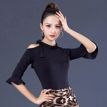 Современный Латинский танец Топы для женщин Сексуальная Половина рукава танцы практика одежда Женский взрослый сальса бальные латинские танцы Топ YR0903