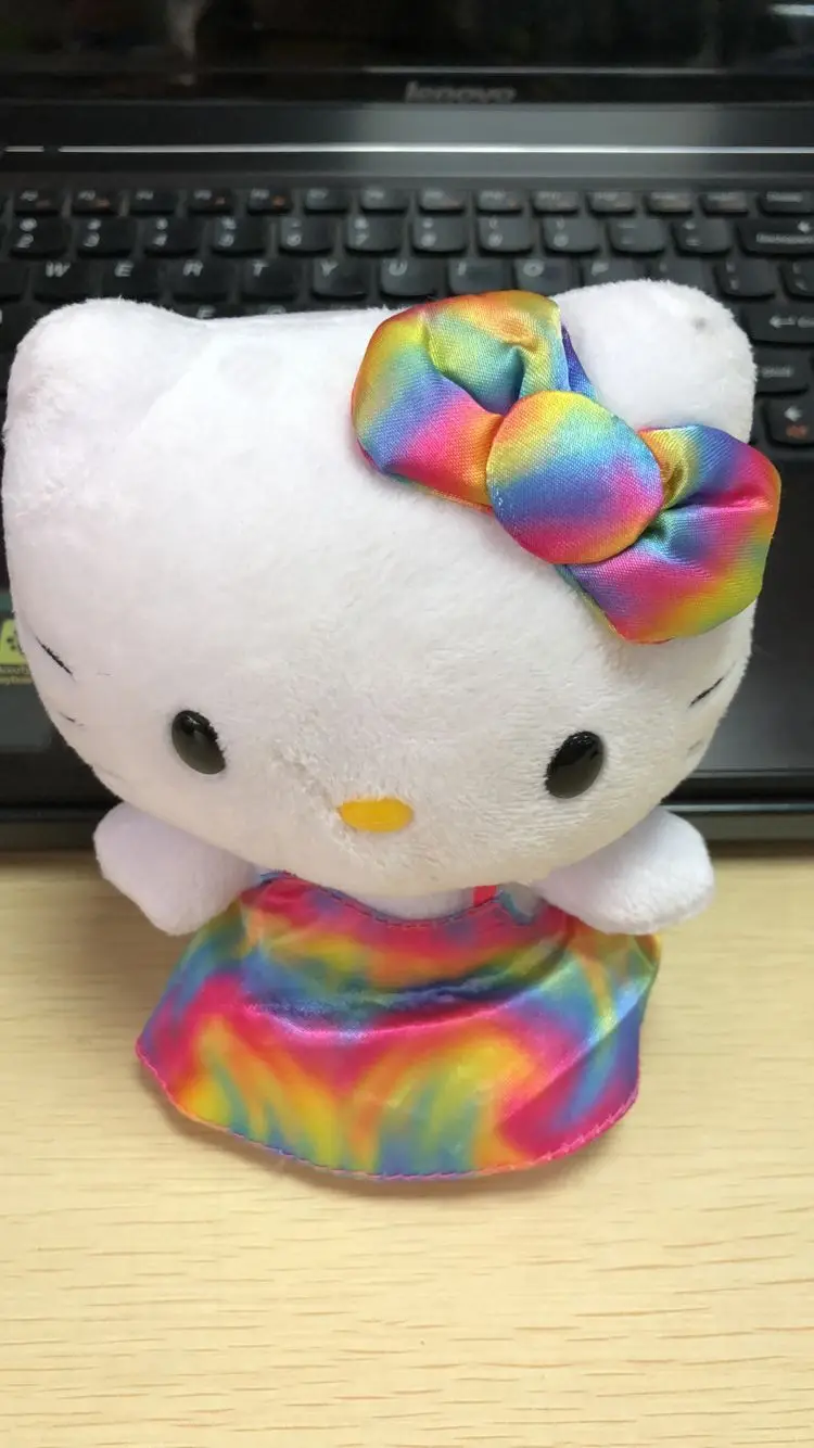 

hello kitty rainbow color dress Decor toy stuffed plush doll toy 6"