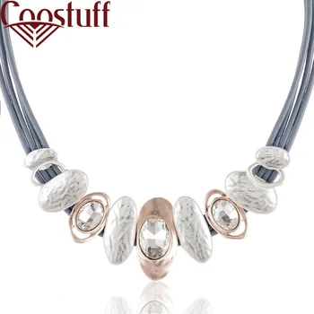 

Hotsale Women Jewelry Black Leather Chokers Necklace with Crystal Pendant necklaces & pendants collares mujer colar choker