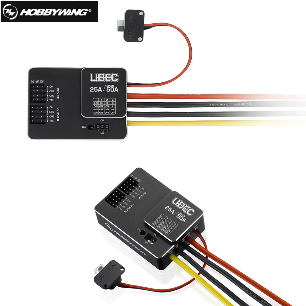 

Original Hobbywing UBEC 25A HV 3-18S Module 25A External Switching for DIY FPV mini Racing Quadcopter Drone