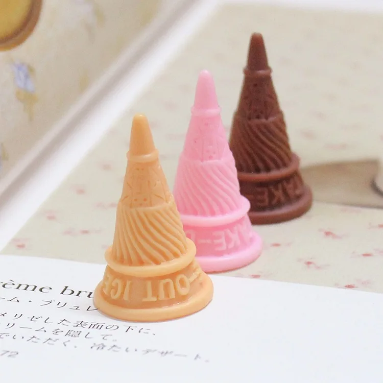 100pcs/lot resin solid simulation food ice cream cone 17*32mm kawaii cabochons crafts For Hair Cellphone Decoration