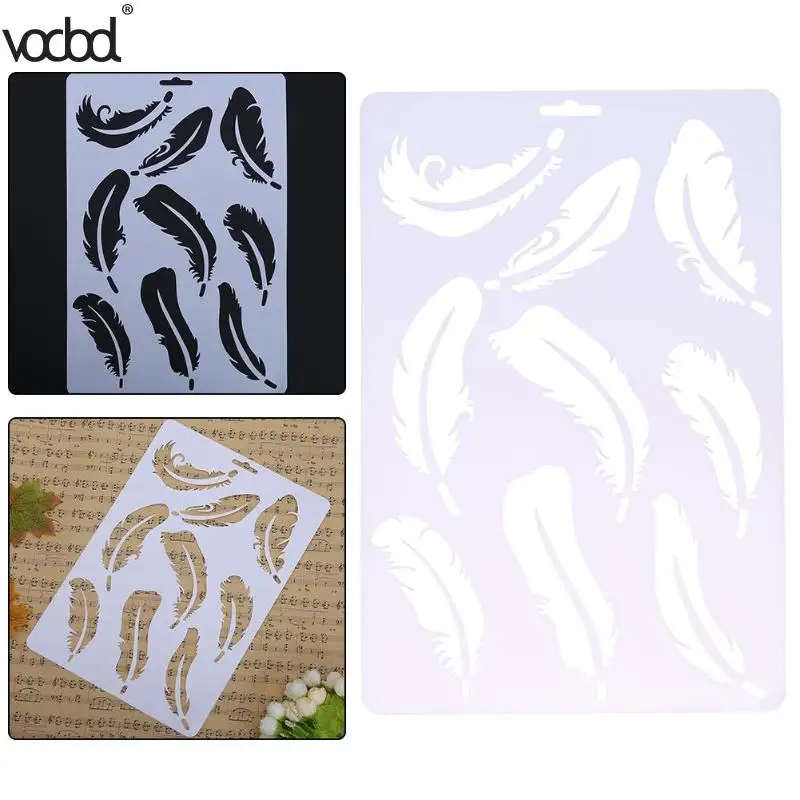 

Feather Design Template Layering Stencils for Walls Scrapbooking Painting Template Stamps Photo Album Embossing Card Decorative